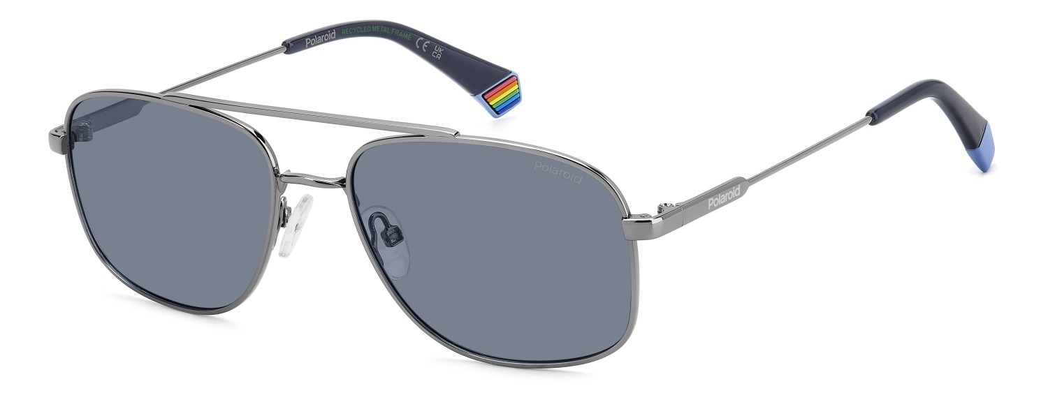 Sunglasses Polaroid Pld 6235/S 207848 V84 C3 color ruthenium blue shape rectangle lenses blue polarized