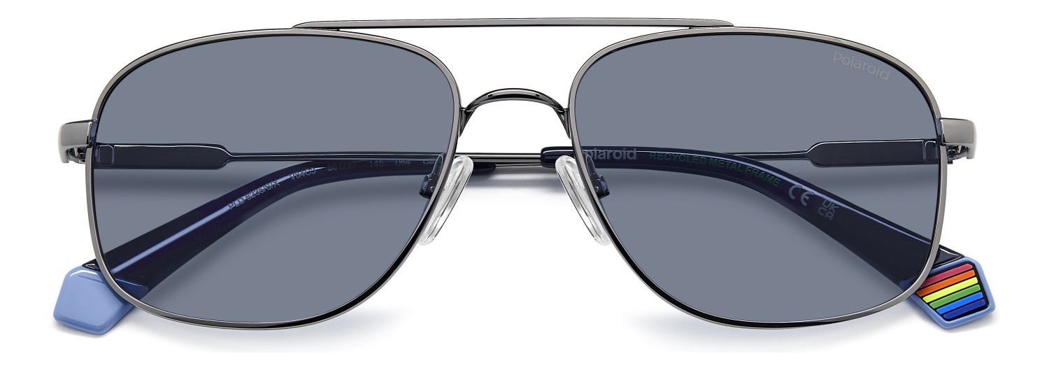Sunglasses Polaroid Pld 6235/S 207848 V84 C3 color ruthenium blue shape rectangle lenses blue polarized