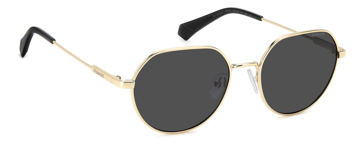Sunglasses Polaroid Pld 6236/S 207849 RHL M9 color gold black_ shape round lenses grey polarized