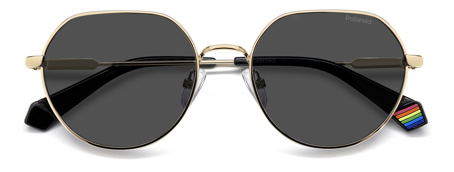 Sunglasses Polaroid Pld 6236/S 207849 RHL M9 color gold black_ shape round lenses grey polarized