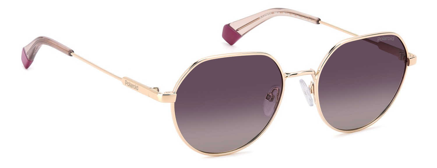 Sunglasses Polaroid Pld 6236/S 207849 S9E JR color gold violet shape round lenses burgundy shaded polarized
