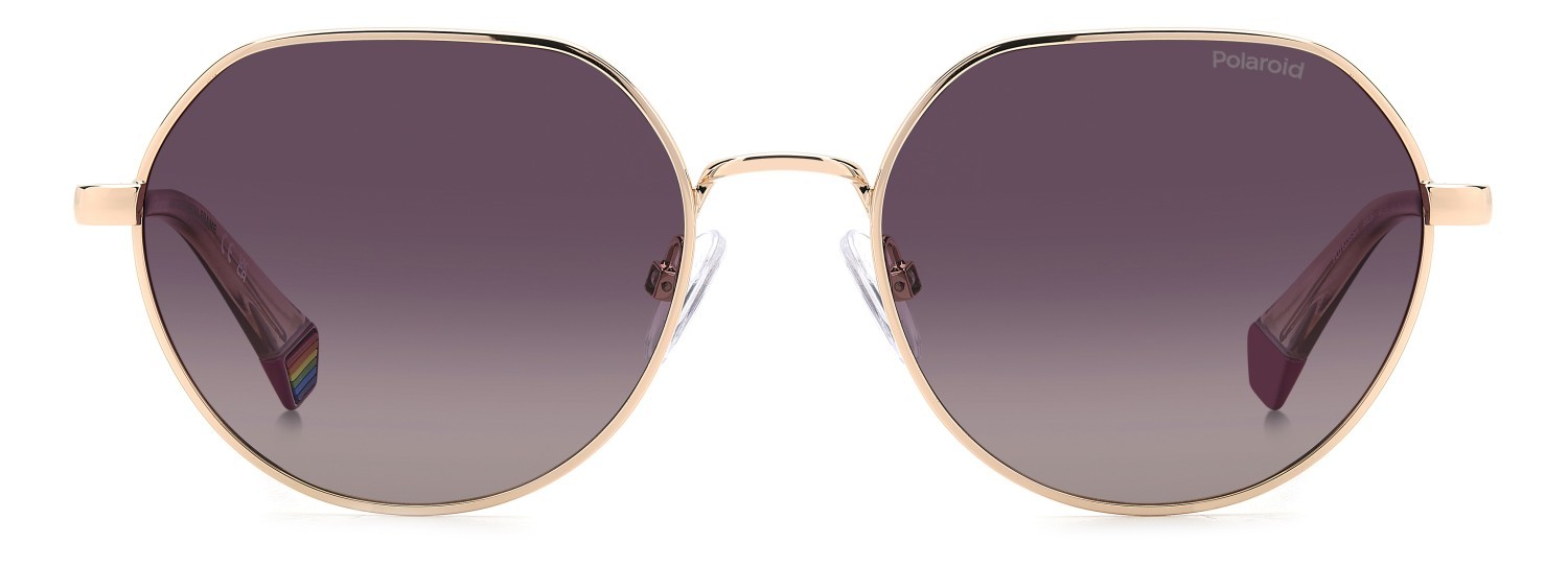 Sunglasses Polaroid Pld 6236/S 207849 S9E JR color gold violet shape round lenses burgundy shaded polarized
