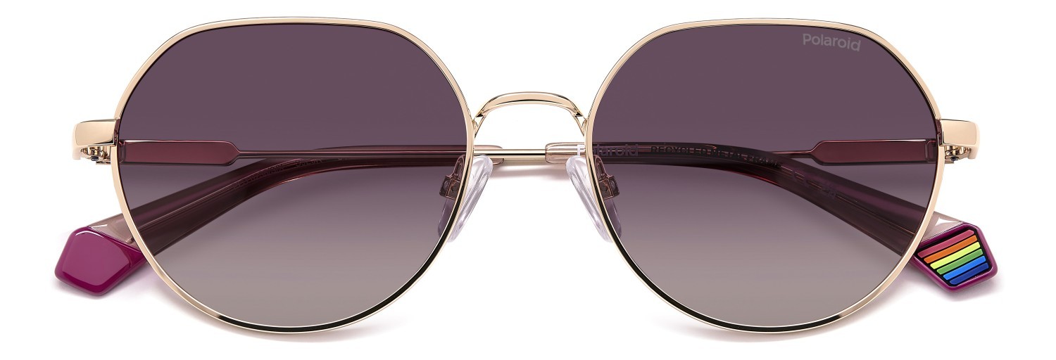 Sunglasses Polaroid Pld 6236/S 207849 S9E JR color gold violet shape round lenses burgundy shaded polarized