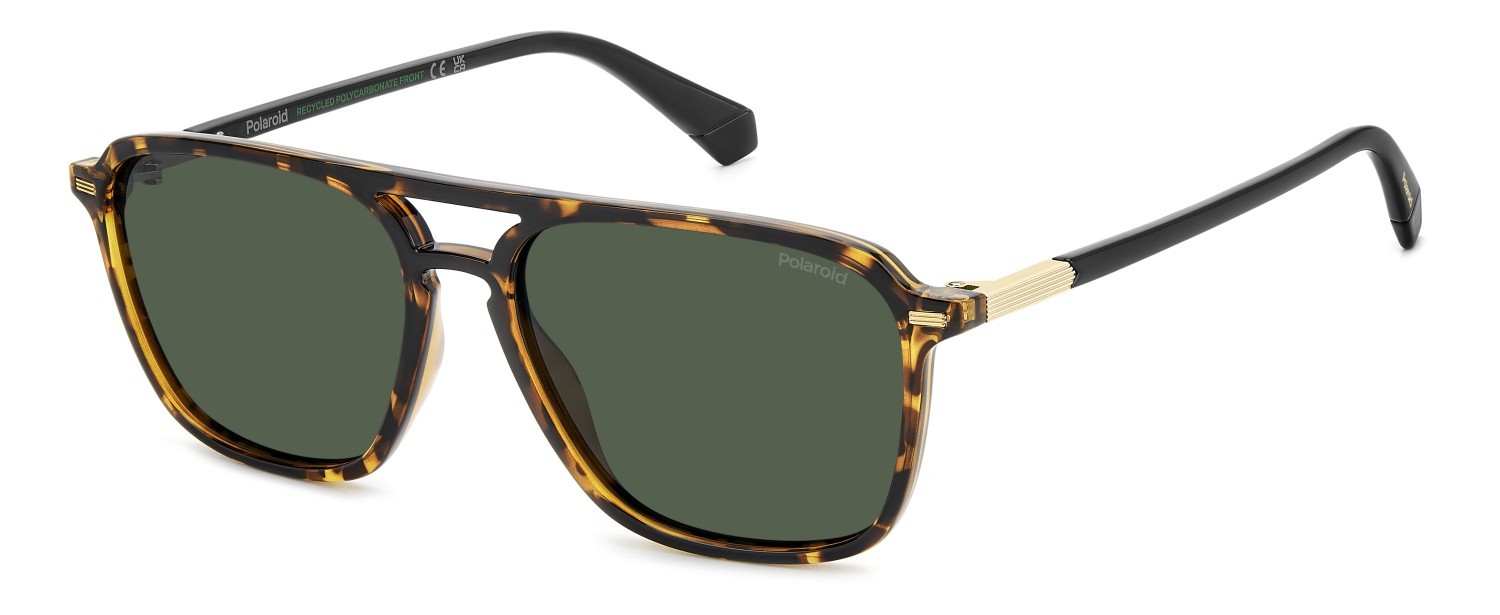 Sunglasses Polaroid Pld 4182/S 207852 086 UC color havana shape rectangle lenses green polarized