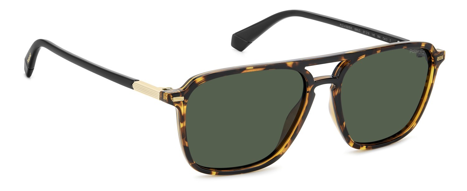 Sunglasses Polaroid Pld 4182/S 207852 086 UC color havana shape rectangle lenses green polarized