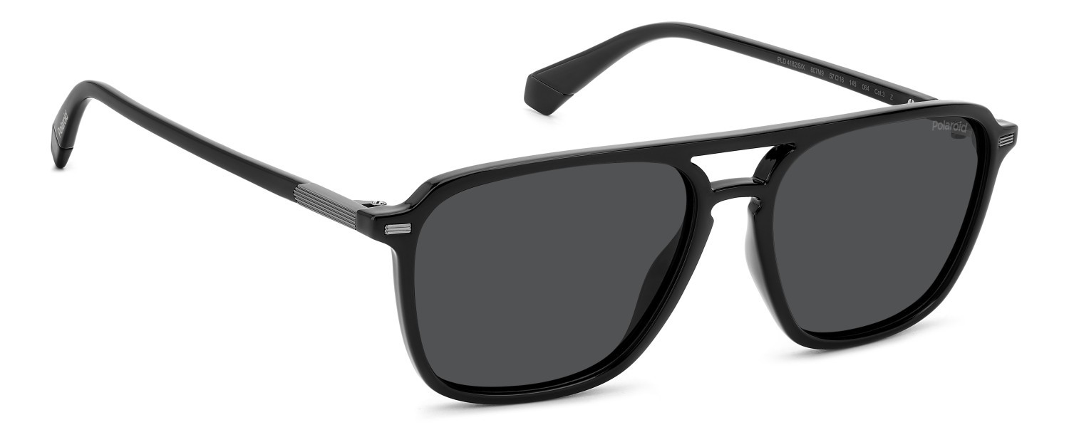 Sunglasses Polaroid Pld 4182/S 207852 807 M9 color black shape rectangle lenses grey polarized