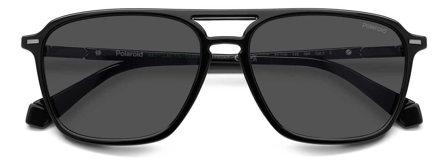 Sunglasses Polaroid Pld 4182/S 207852 807 M9 color black shape rectangle lenses grey polarized