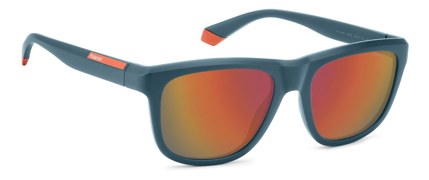 Sunglasses Polaroid Pld 2163/S 207854 5BF OZ color matte petrol shape rectangle lenses red multilayer polarized