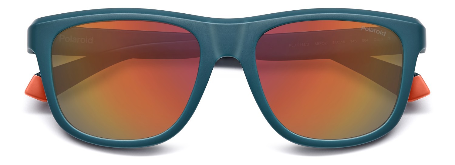 Sunglasses Polaroid Pld 2163/S 207854 5BF OZ color matte petrol shape rectangle lenses red multilayer polarized