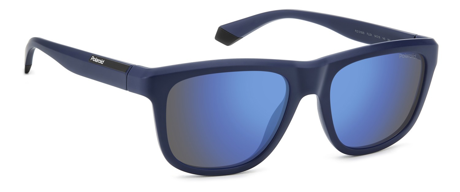 Sunglasses Polaroid Pld 2163/S 207854 FLL 5X color matte blue shape rectangle lenses blue mirror polarized