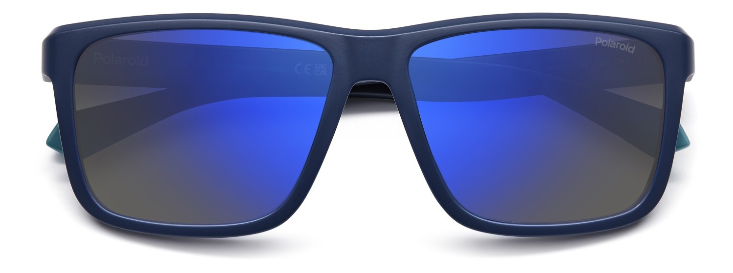Sunglasses Polaroid Pld 2164/S 207855 FLL 5X color matte blue shape rectangle lenses blue mirror polarized