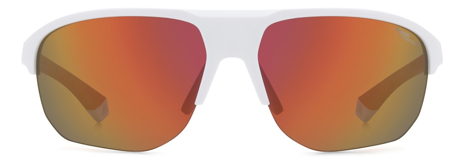 Sunglasses Polaroid Pld 7059/S 207857 6HT BG color matte white shape rectangle lenses red multilayer polarized hightcontrast