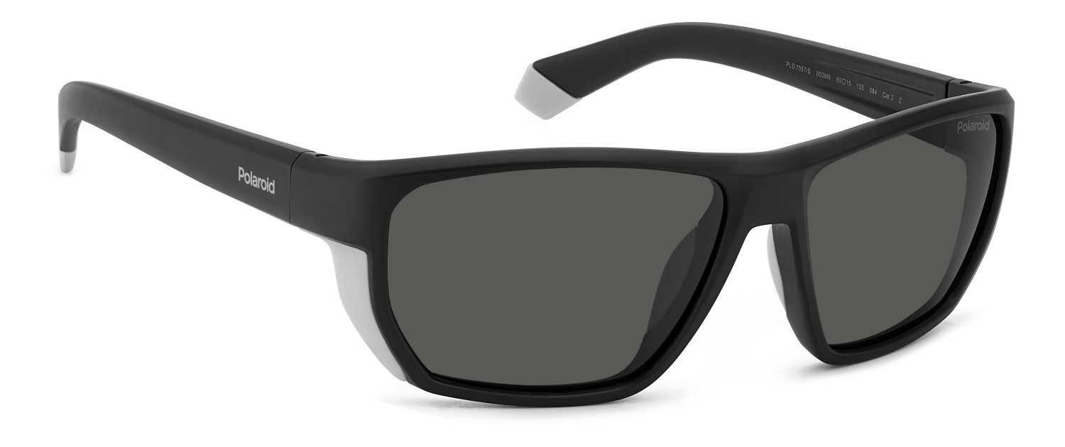 Sunglasses Polaroid Pld 7057/S 207859 003 M9 color matte black shape rectangle lenses grey polarized