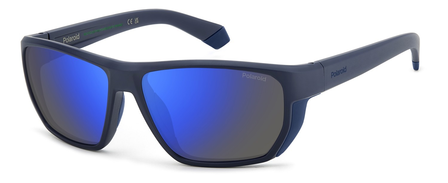 Sunglasses Polaroid Pld 7057/S 207859 FLL 5X color matte blue shape rectangle lenses blue mirror polarized