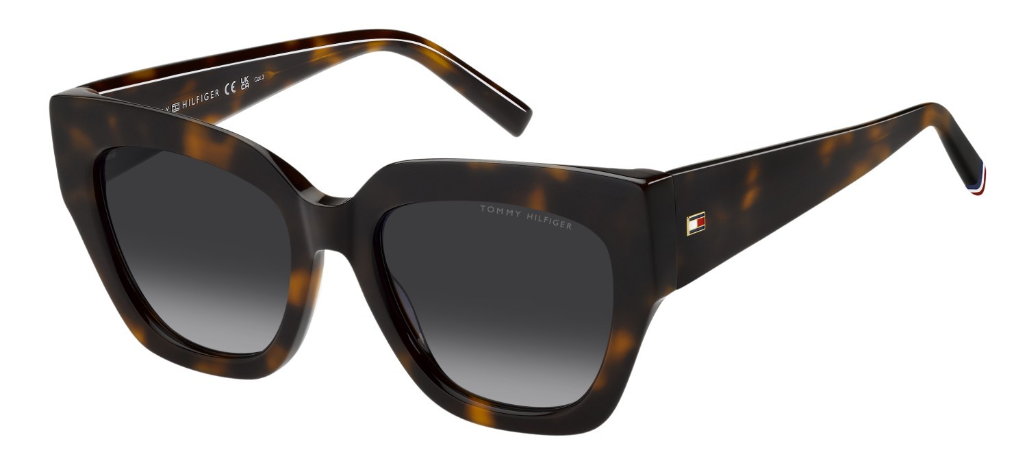 Occhiali da sole Tommy Hilfiger Th 2223/S 207863 086 9O colore havana forma quadrato lenti dark grey shaded