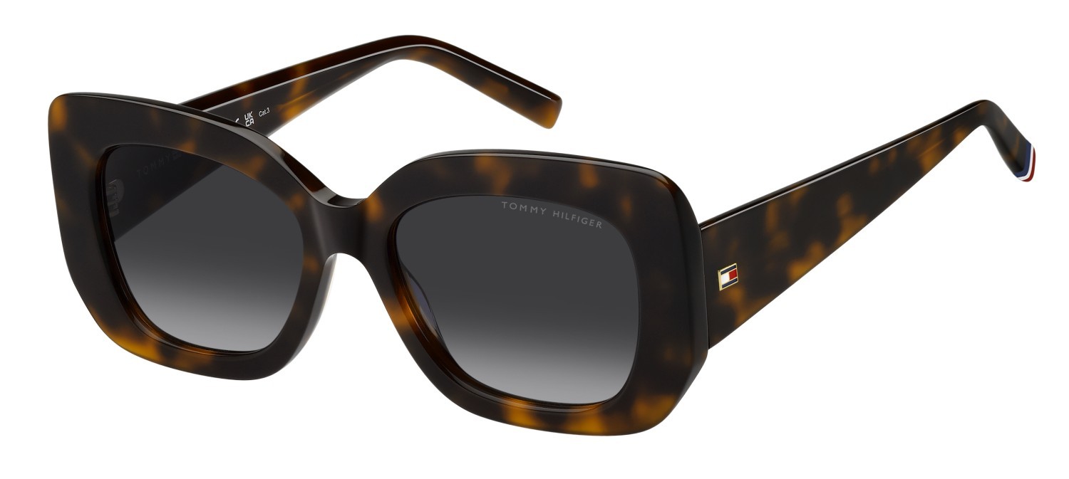Occhiali da sole Tommy Hilfiger Th 2224/S 207864 086 9O colore havana forma rettangolare lenti dark grey shaded