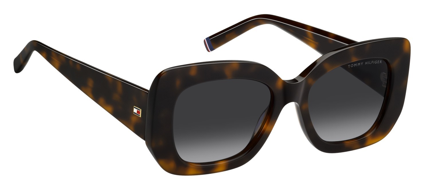 Occhiali da sole Tommy Hilfiger Th 2224/S 207864 086 9O colore havana forma rettangolare lenti dark grey shaded