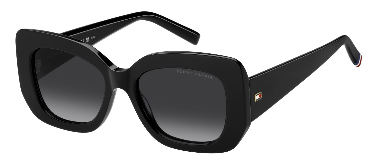 Occhiali da sole Tommy Hilfiger Th 2224/S 207864 807 9O colore black forma rettangolare lenti dark grey shaded