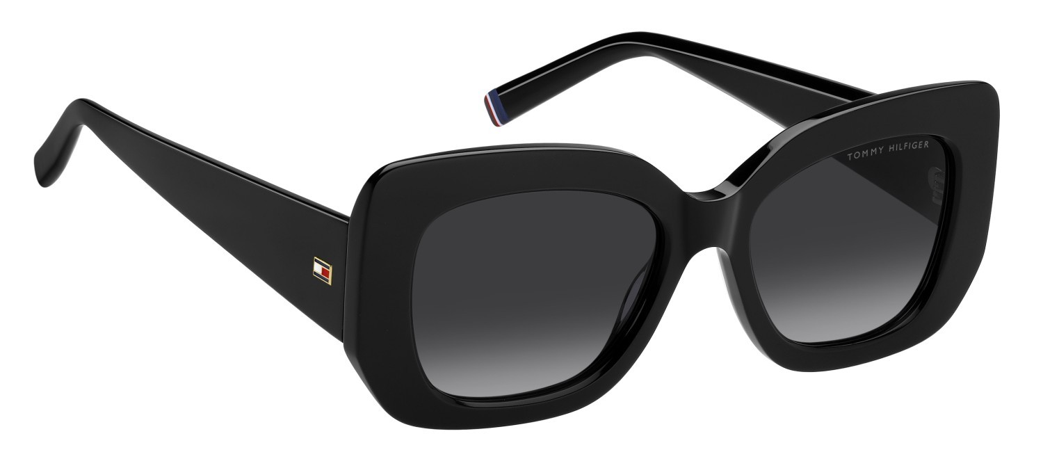 Occhiali da sole Tommy Hilfiger Th 2224/S 207864 807 9O colore black forma rettangolare lenti dark grey shaded