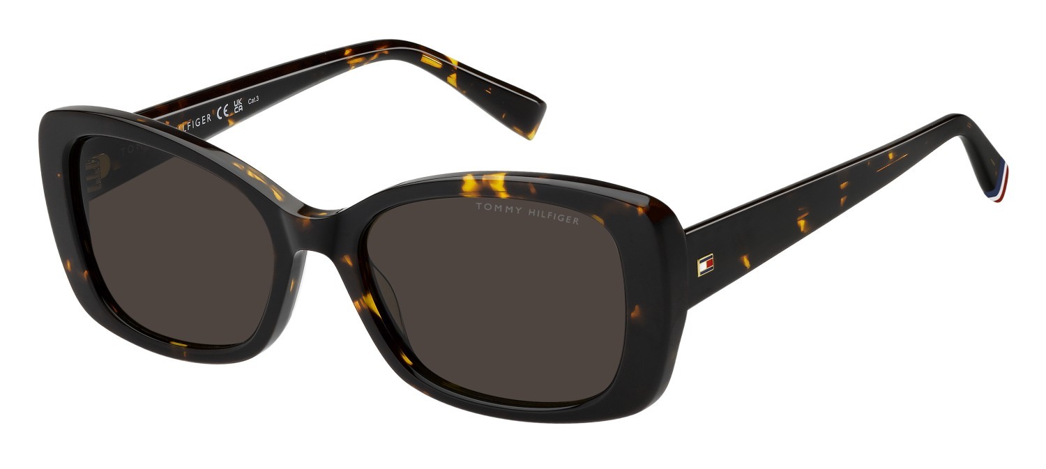 Sunglasses Tommy Hilfiger Th 2225/S 207865 086 70 color havana shape rectangle lenses brown