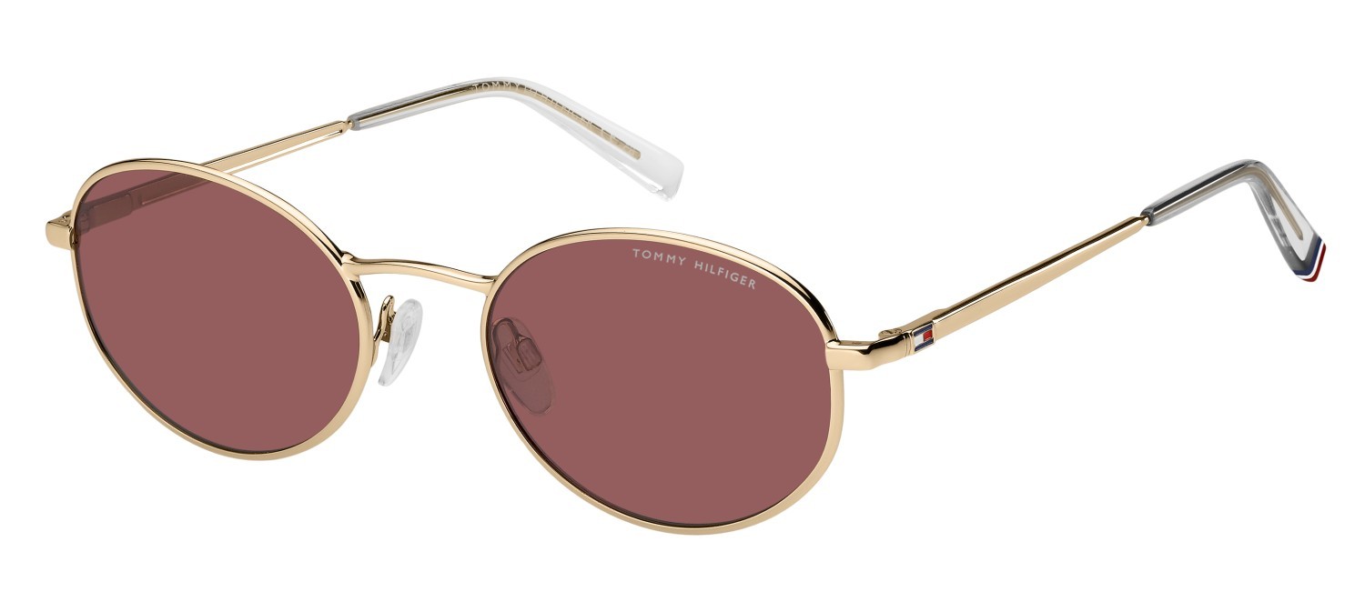 Sunglasses Tommy Hilfiger Th 2219/S 207867 000 4S color rose gold shape oval lenses burgundy