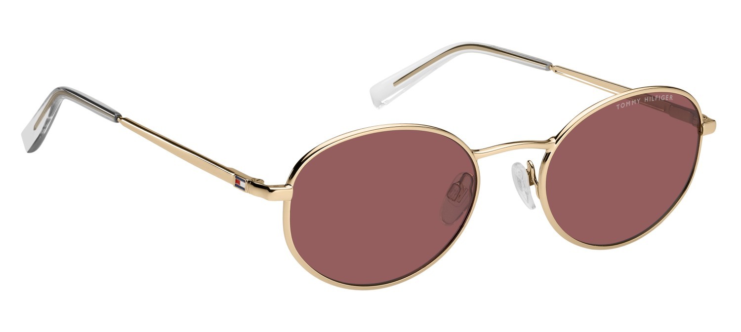 Sunglasses Tommy Hilfiger Th 2219/S 207867 000 4S color rose gold shape oval lenses burgundy
