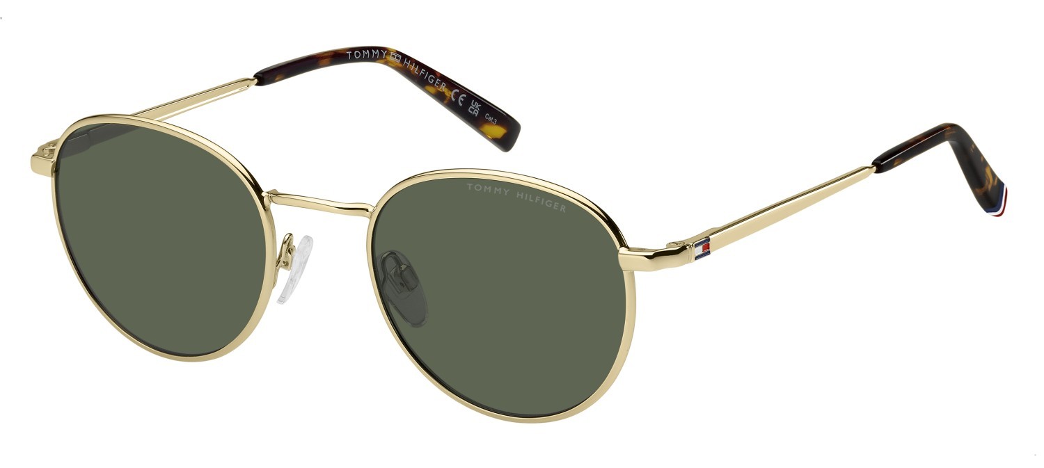 Sunglasses Tommy Hilfiger Th 2217/S 207869 J5G QT color gold shape pantos lenses green