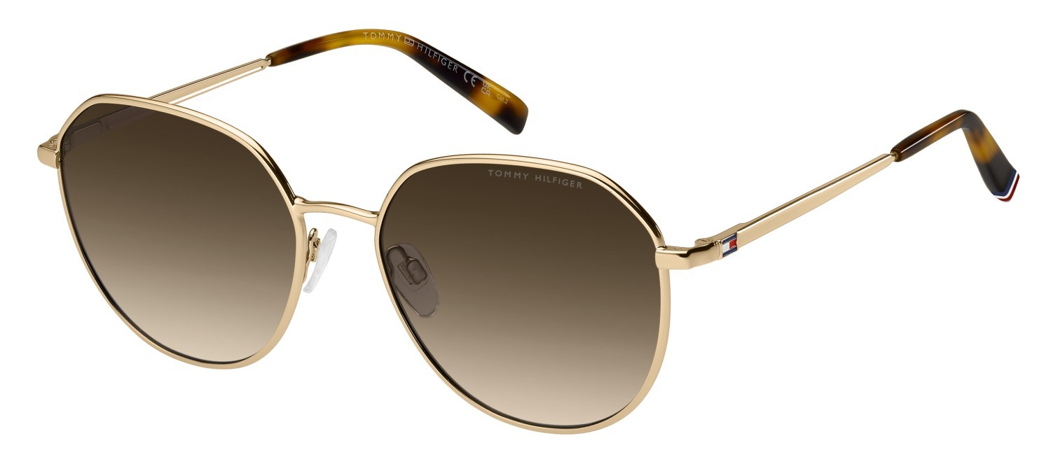Occhiali da sole Tommy Hilfiger Th 2218/S 207870 000 HA colore rose gold forma pantos lenti brown shaded
