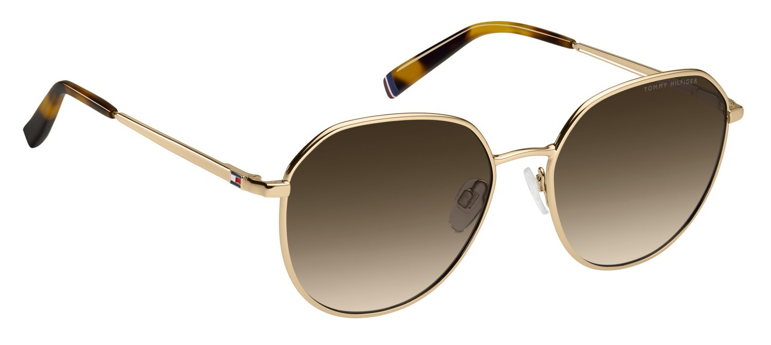 Occhiali da sole Tommy Hilfiger Th 2218/S 207870 000 HA colore rose gold forma pantos lenti brown shaded