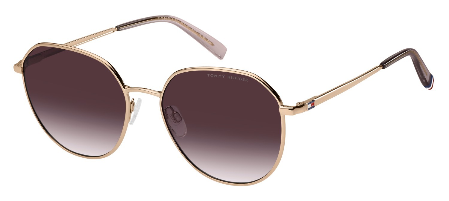 Occhiali da sole Tommy Hilfiger Th 2218/S 207870 DDB 3X colore gold copper forma pantos lenti pink doubleshade