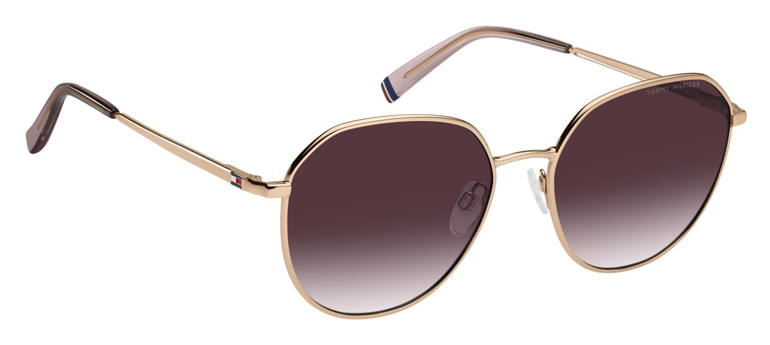 Occhiali da sole Tommy Hilfiger Th 2218/S 207870 DDB 3X colore gold copper forma pantos lenti pink doubleshade