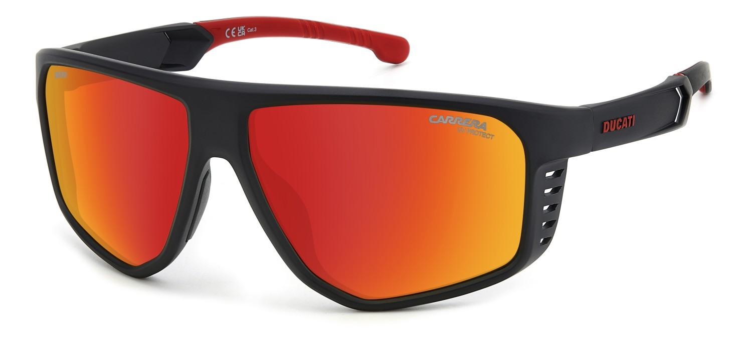 Sunglasses Carrera Ducati Carduc 051/S 207876 003 UZ color matte black shape rectangle lenses red multilayer