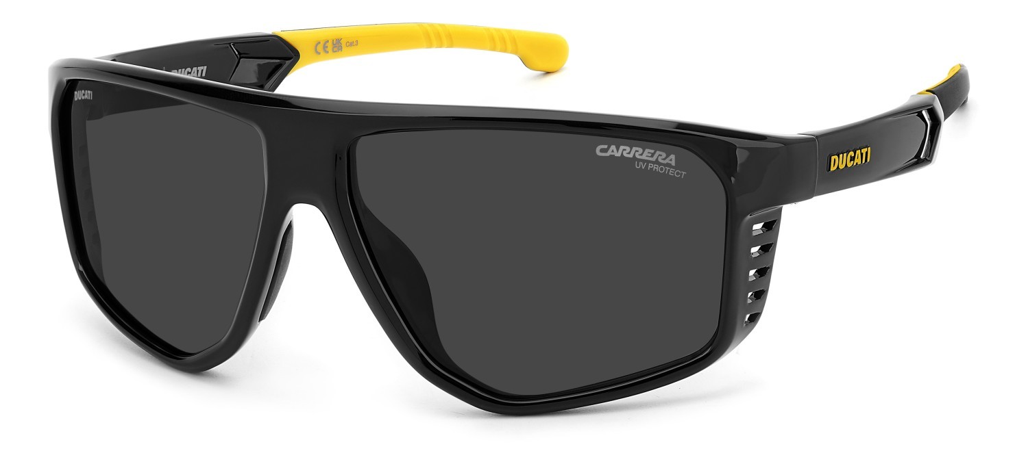 Sonnenbrillen Carrera Ducati Carduc 051/S 207876 71C 2K farbe black yellow form rechteckig gläser grey antireflex