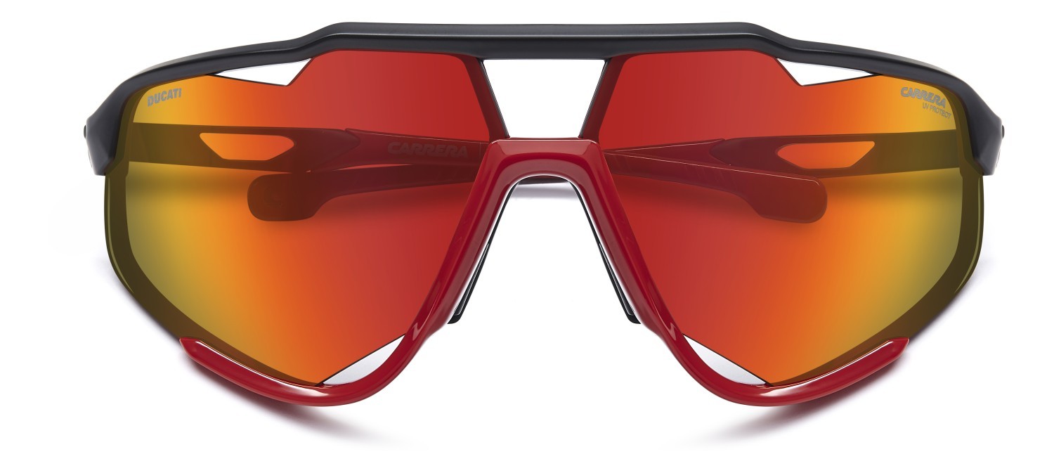 Occhiali da sole Carrera Ducati Carduc 055/S 207878 BLX UZ colore matte black red forma rettangolare lenti red multilayer