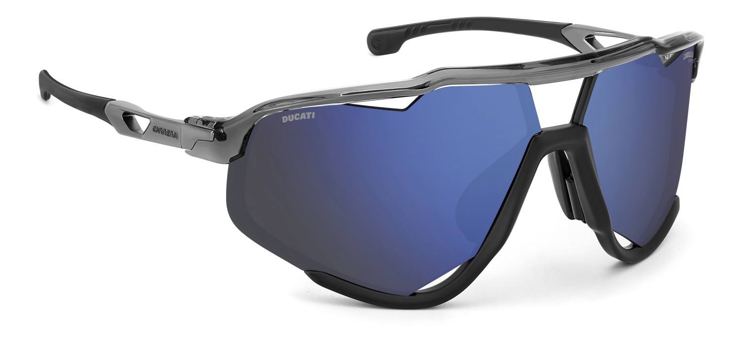 Sunglasses Carrera Ducati Carduc 055/S 207878 KB7 XT color grey shape rectangle lenses blu sky mirror