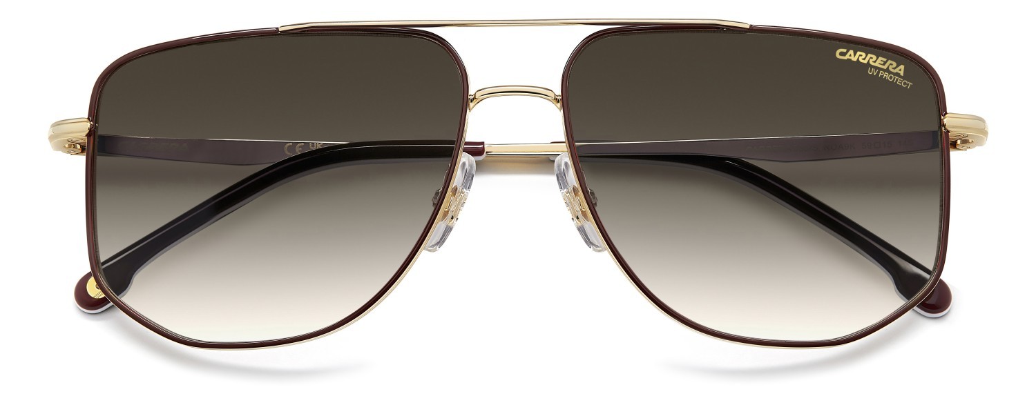Sunglasses Carrera 355/S 207881 NOA 9K color gold burgundy shape rectangle lenses green shaded