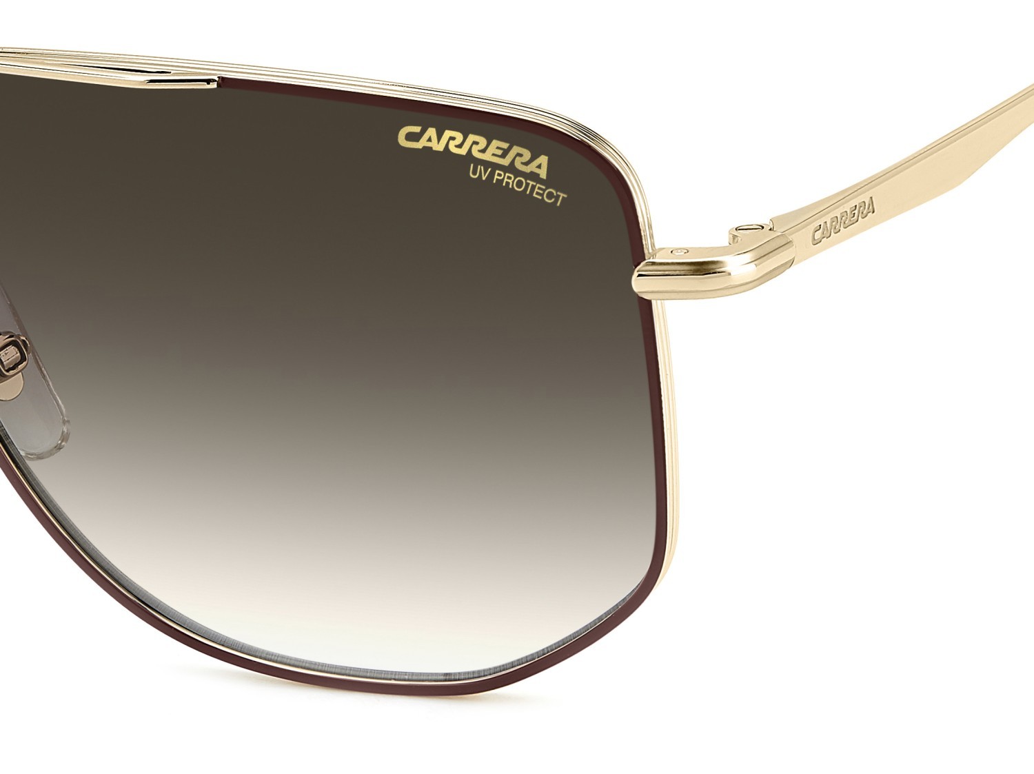 Sunglasses Carrera 355/S 207881 NOA 9K color gold burgundy shape rectangle lenses green shaded