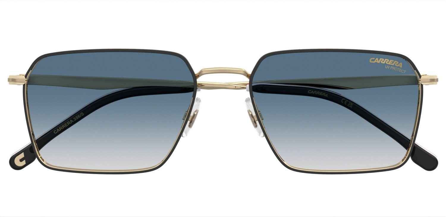 Occhiali da sole Carrera 356/S 207882 RHL 08 colore gold black_ forma rettangolare lenti dk blue shaded