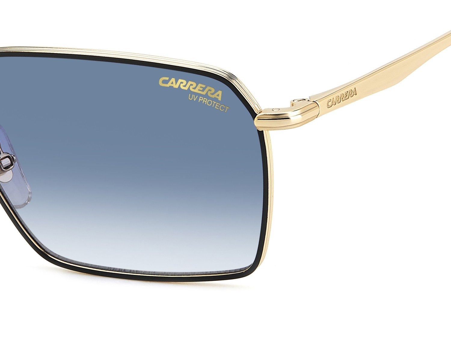 Occhiali da sole Carrera 356/S 207882 RHL 08 colore gold black_ forma rettangolare lenti dk blue shaded
