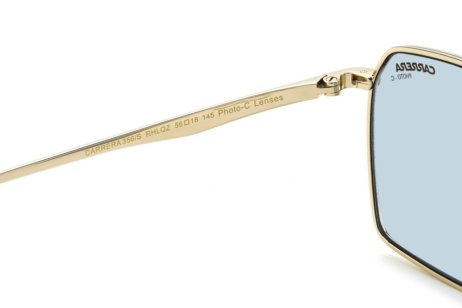 Occhiali da sole Carrera 356/S 207882 RHL 08 colore gold black_ forma rettangolare lenti dk blue shaded