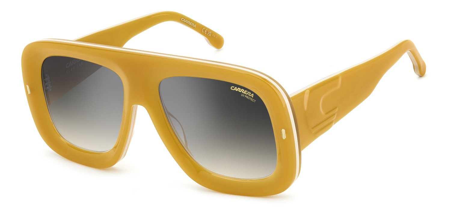 Sonnenbrillen Carrera Flaglab 18 207890 001 IC farbe yellow gold form quadratisch gläser grey mirrorshade silver