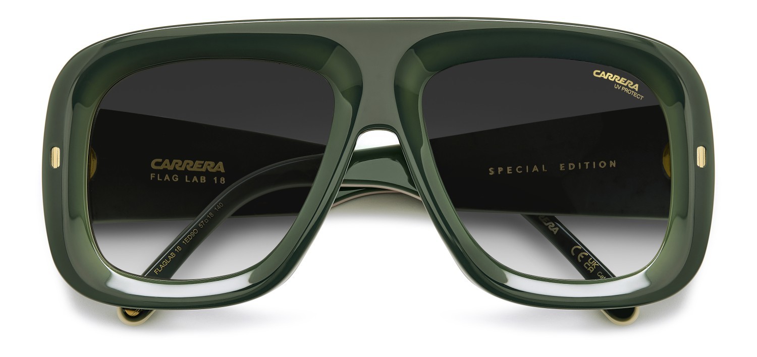 Occhiali da sole Carrera Flaglab 18 207890 1ED 9O colore green forma quadrato lenti dark grey shaded