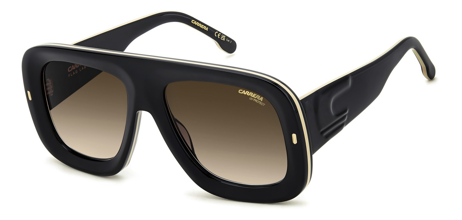 Sunglasses Carrera Flaglab 18 207890 2M2 HA color black gold shape square lenses brown shaded