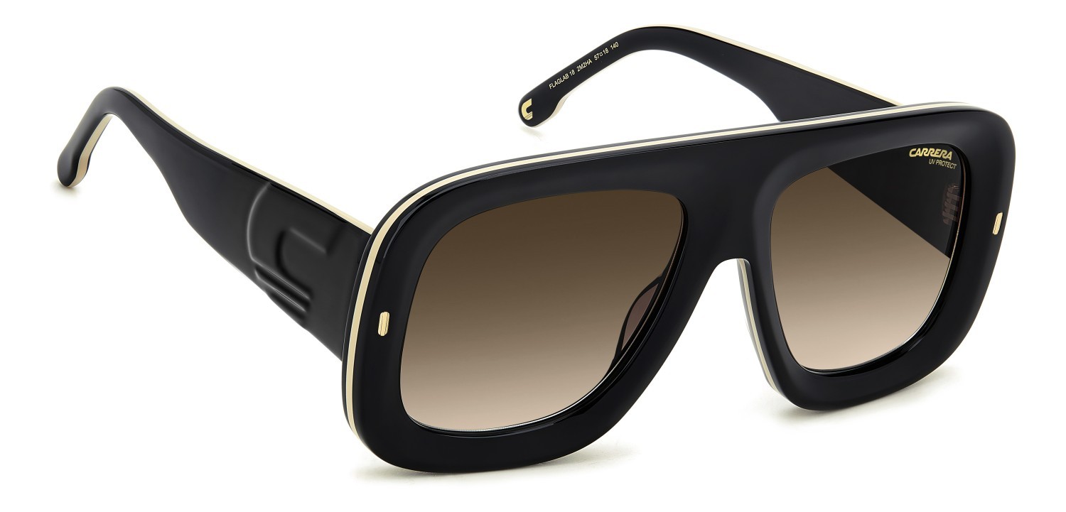 Sunglasses Carrera Flaglab 18 207890 2M2 HA color black gold shape square lenses brown shaded