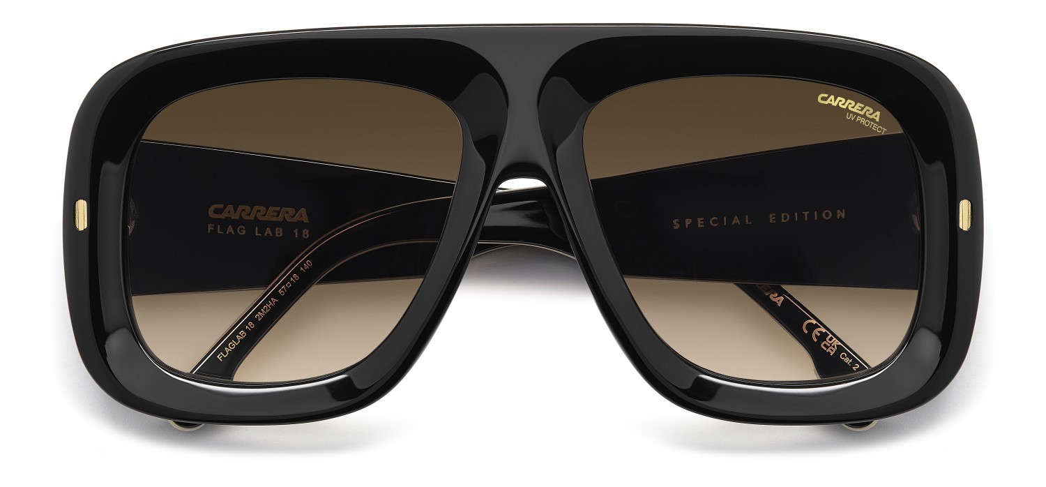 Sunglasses Carrera Flaglab 18 207890 2M2 HA color black gold shape square lenses brown shaded