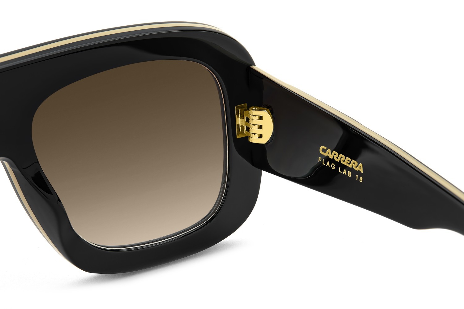Sunglasses Carrera Flaglab 18 207890 2M2 HA color black gold shape square lenses brown shaded