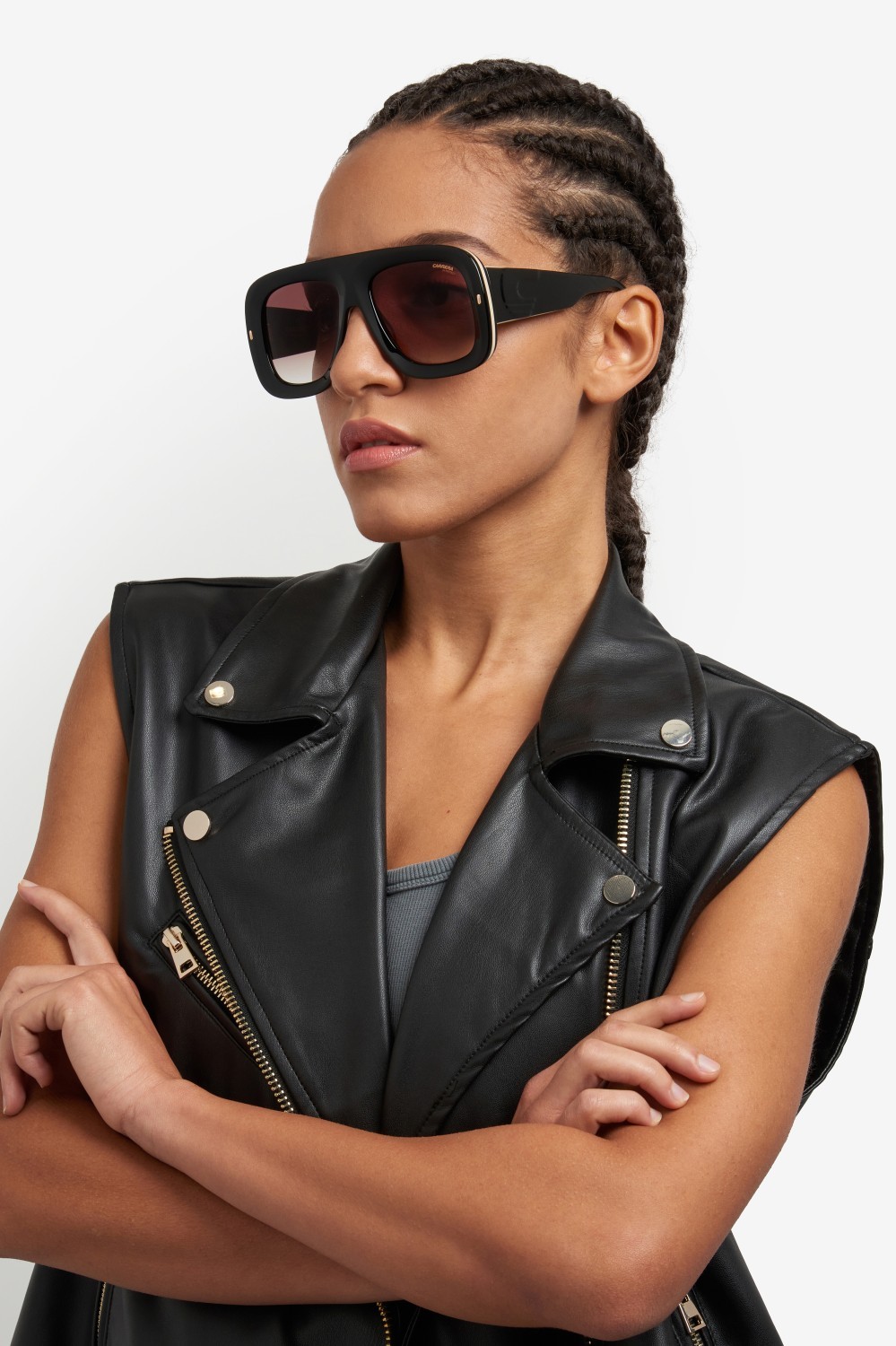 Sunglasses Carrera Flaglab 18 207890 2M2 HA color black gold shape square lenses brown shaded