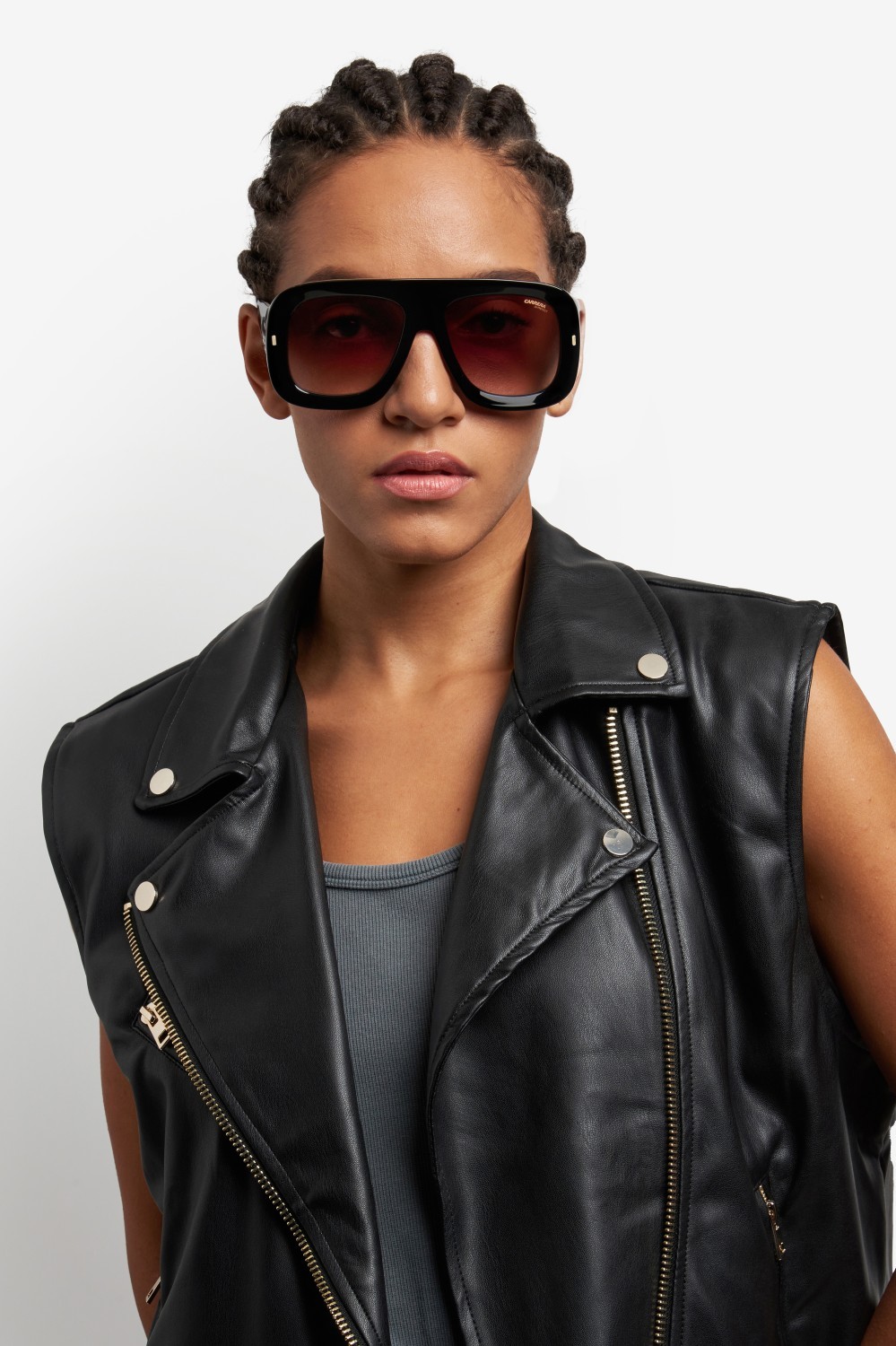 Sunglasses Carrera Flaglab 18 207890 2M2 HA color black gold shape square lenses brown shaded