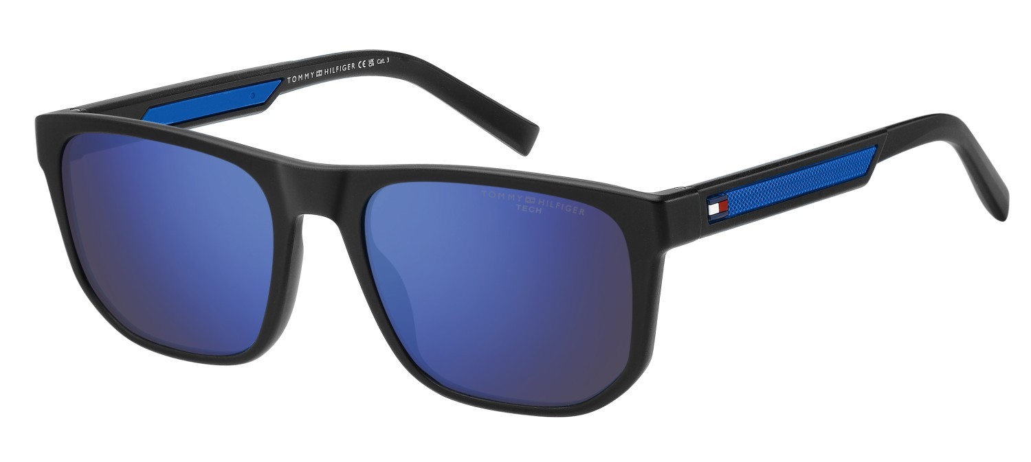 Occhiali da sole Tommy Hilfiger Th 2200/S 207893 D51 ZS colore black blue forma rettangolare lenti blue multilayer high contrast