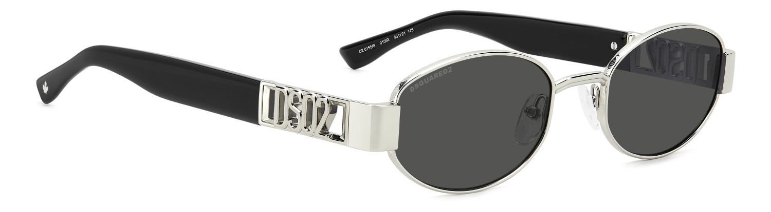 Sunglasses Dsquared2 D2 0155/S 207898 010 IR color palladium shape oval lenses grey